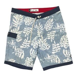 🌺 Vans x Tudors 17”‎ Floral Boardshorts Size 30 Blue Leaf Print